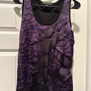 NWOT-Chaus Black and Purple Ruffled Tank Top